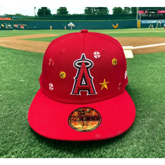 Angels Anaheim MLB New ERA 59Fifty Red Holly Fitted Hat Rare New Fast Ship